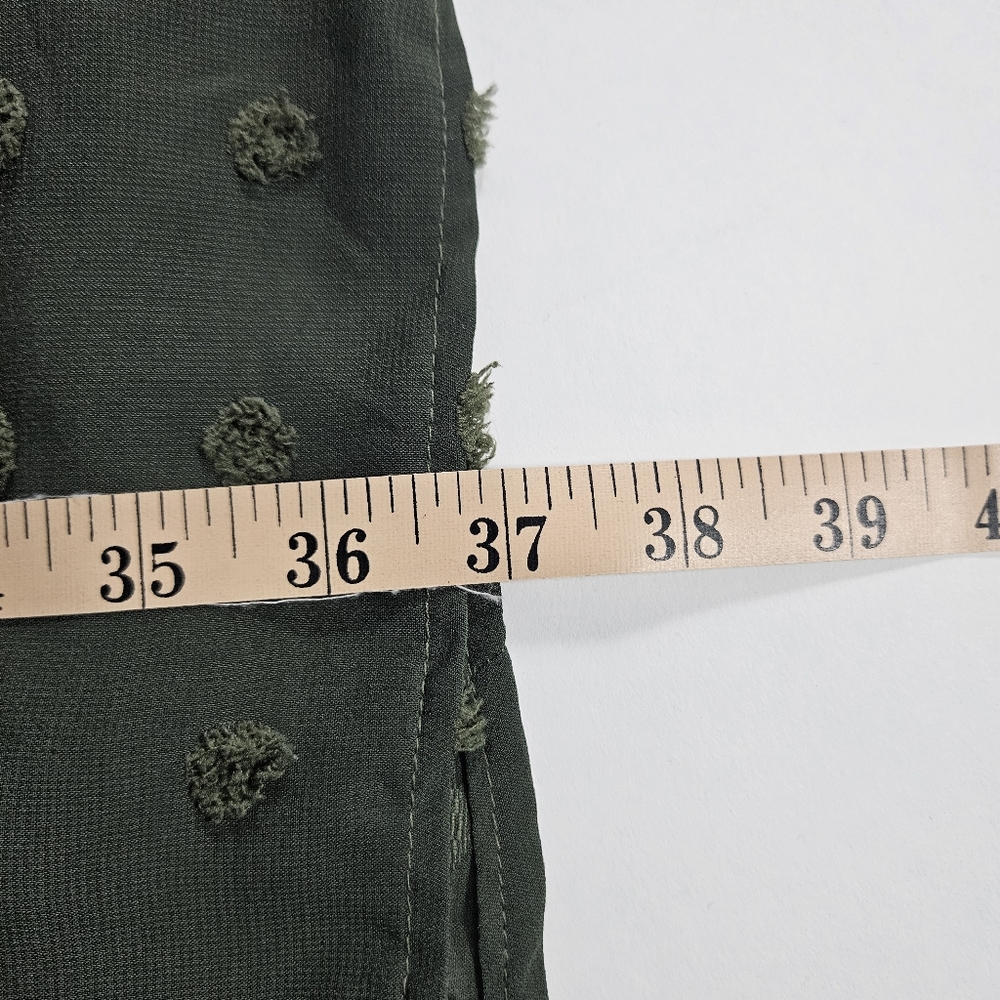 Kirundo Women’s Army Green Dress Size M V Neck Swiss Dot Ruffles NWT - Picture 10 of 10